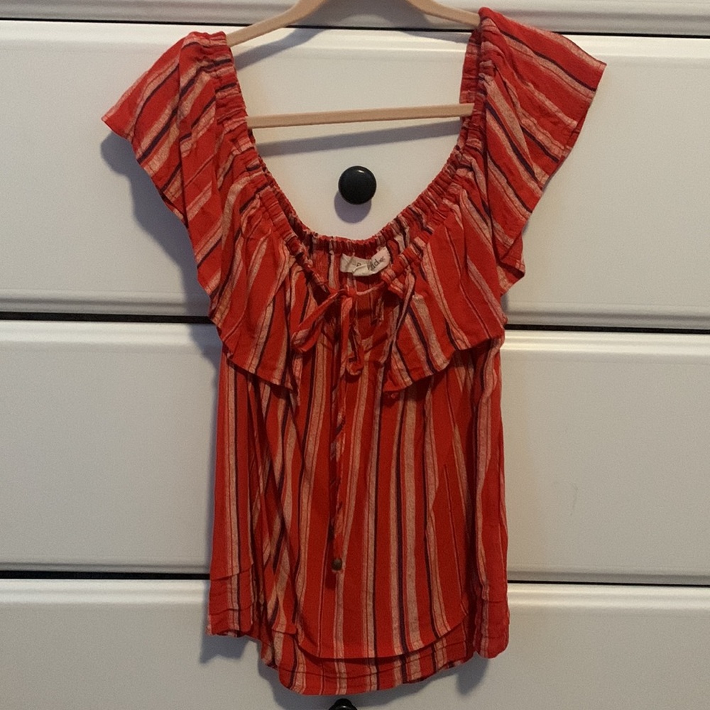 Rewind Orange Striped Girls Shirt